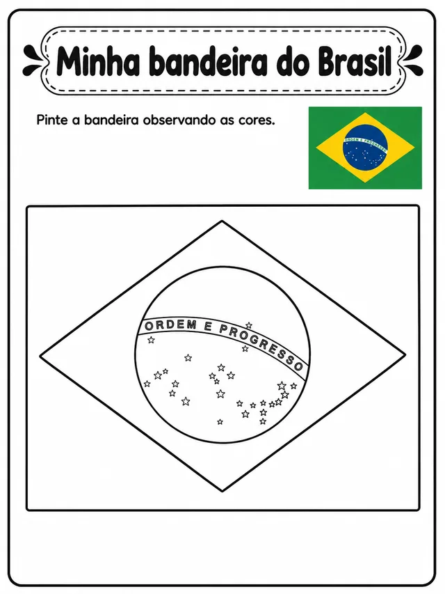 Atividade de colorir a bandeira do Brasil