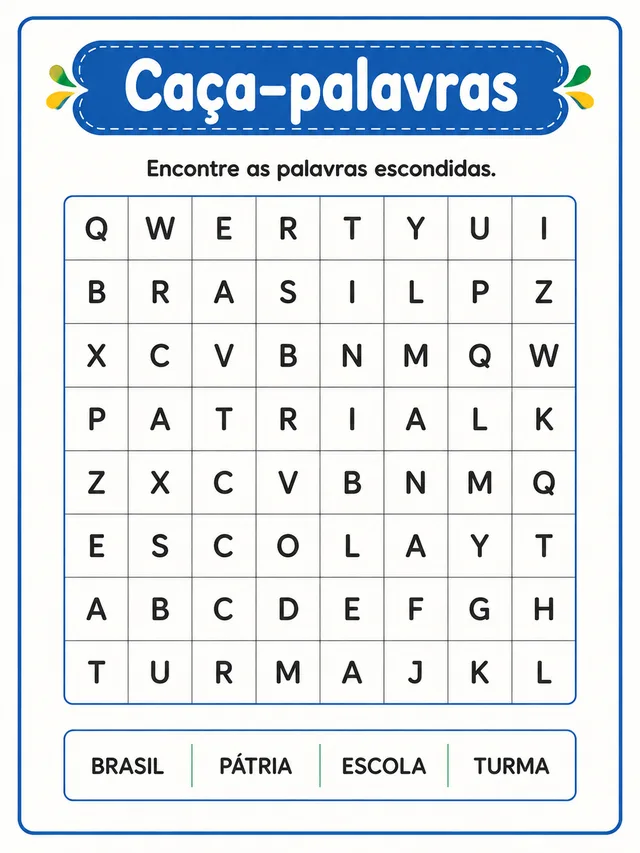 Caça-palavras da Semana da Pátria